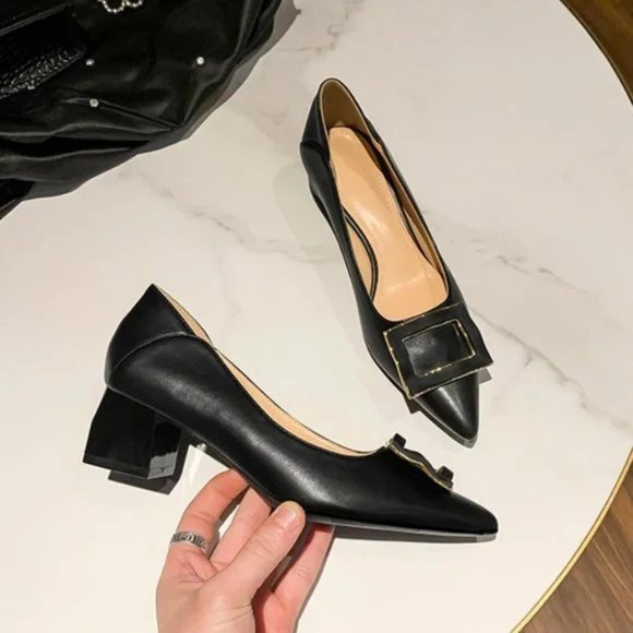 Fang buckle thick heels feminine tip of Fan Jianzhong - Picture 5 of 6